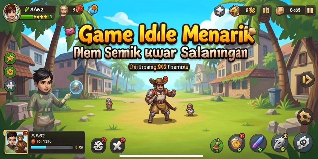 Tampilan gameplay Idle AA62 yang menarik dan penuh warna.