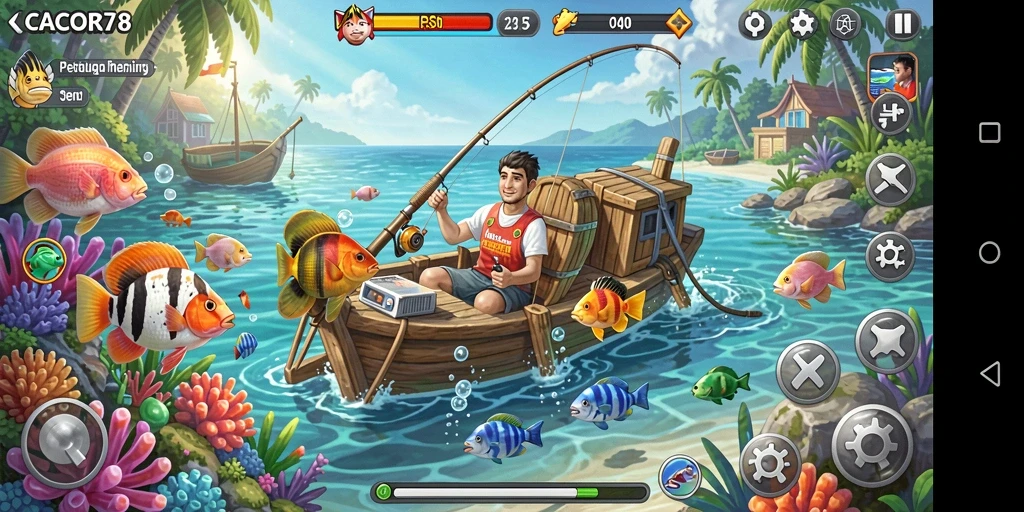 Gameplay Fishing yang seru dan menantang di CACOR78.