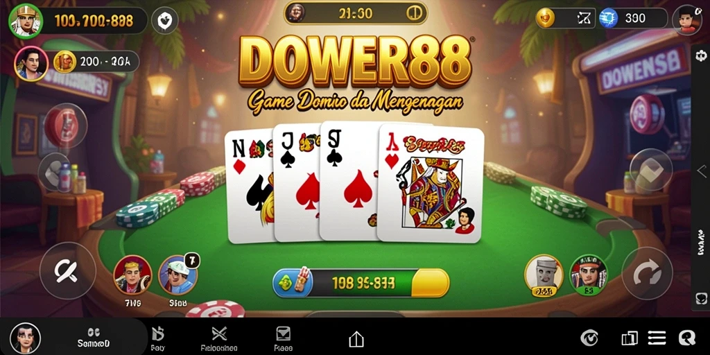 Screenshot gameplay DOWER88 yang menampilkan suasana seru permainan domino.