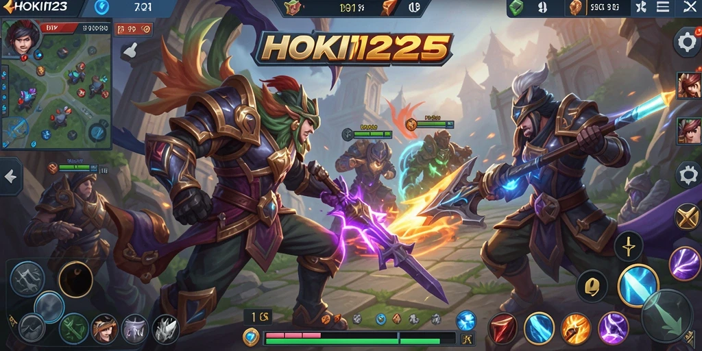 Screenshot gameplay seru di HOKI123 dengan karakter bertarung.