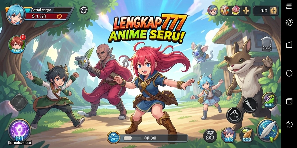Gameplay menarik LENGKAP777 dengan karakter Anime beraksi.