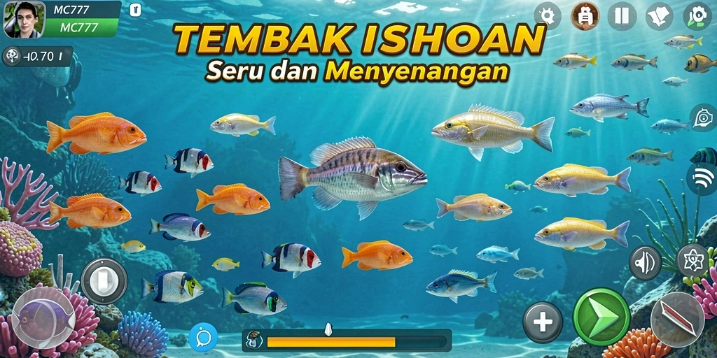 Tampilan gameplay menembak ikan yang seru dan mendebarkan.