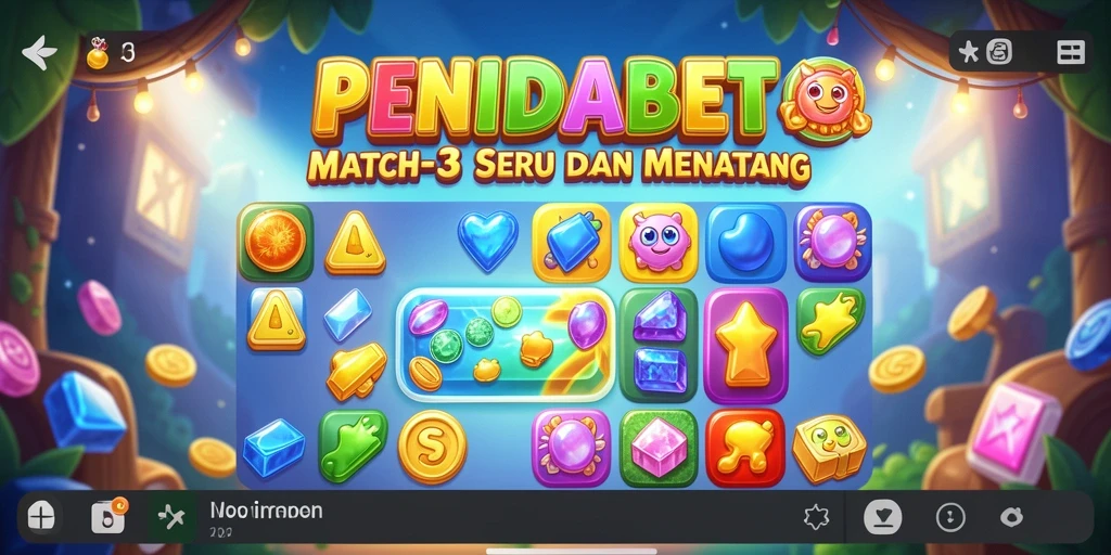 Tampilan gameplay seru PENIDABET dengan elemen Match-3.