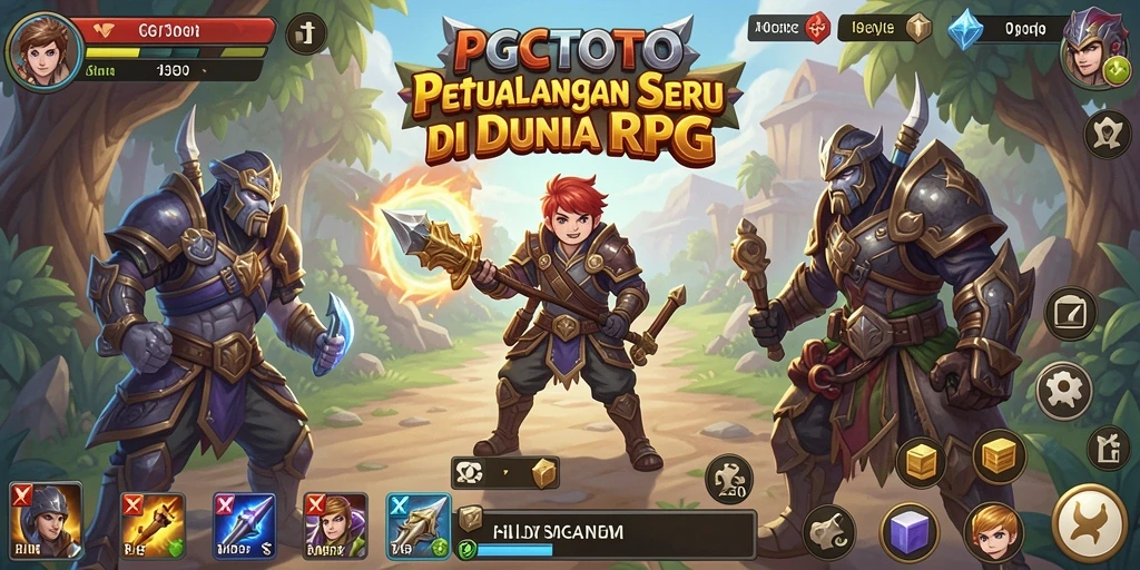 Screenshot gameplay PGTOTO yang menampilkan pertarungan epik di dunia fantastis.
