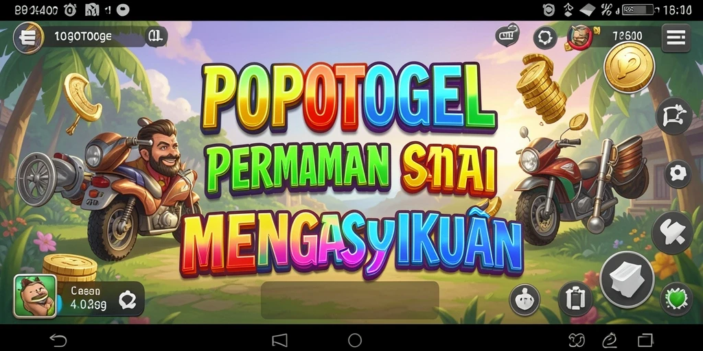 Screenshot utama POPOTOGEL menampilkan gameplay yang ceria dan penuh warna.