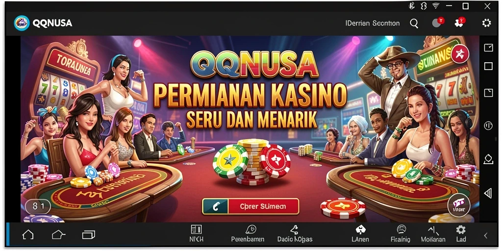Screenshot gameplay QQNUSA menampilkan suasana kasino yang hidup dan seru.