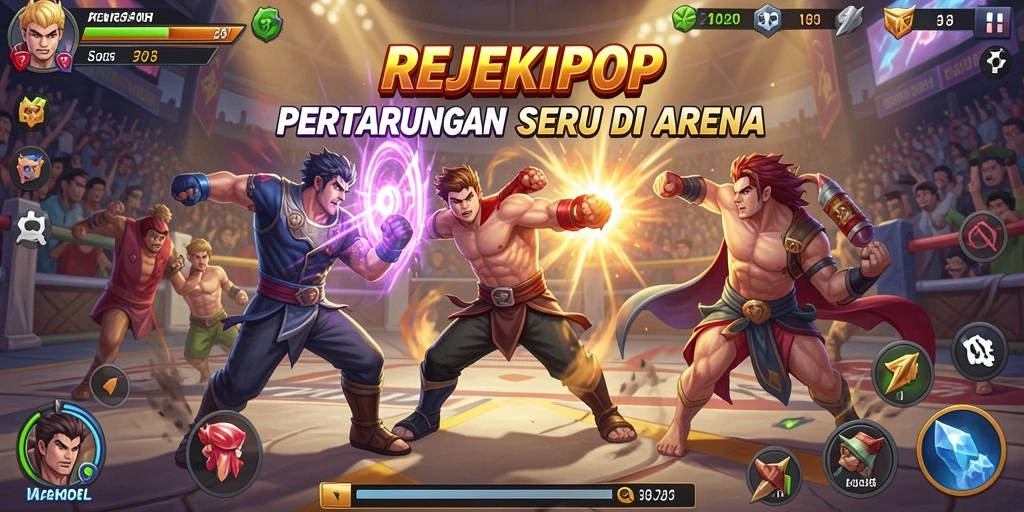 Tampilan seru pertarungan karakter dalam REJEKIPOP.