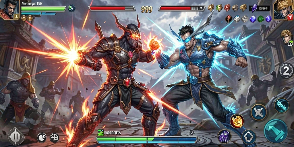 Tampilan gameplay Fighting dari RR999 yang menegangkan dan memukau.