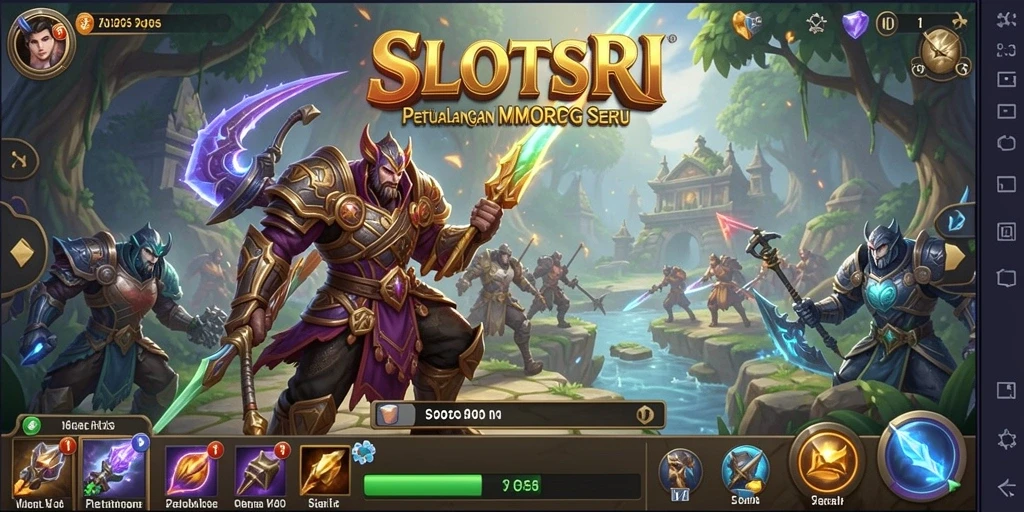 Gameplay SLOTSRI menampilkan pertarungan seru dan eksplorasi dunia fantasi.