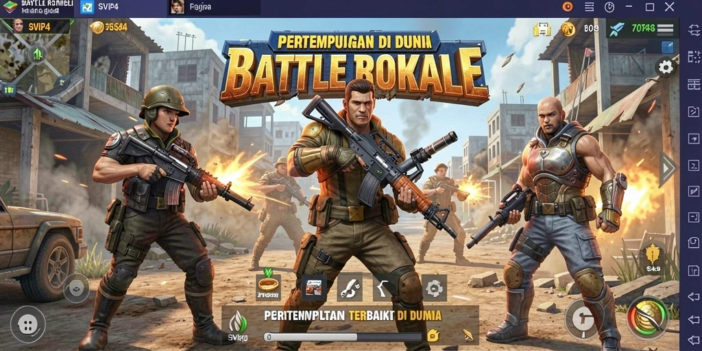 Tangkapan layar SVIP4 menampilkan aksi seru dalam mode Battle Royale.
