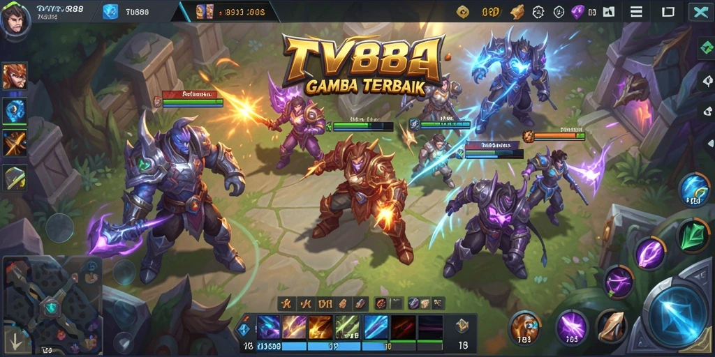 Tampilan screenshot TV888 dengan aksi MOBA yang seru.
