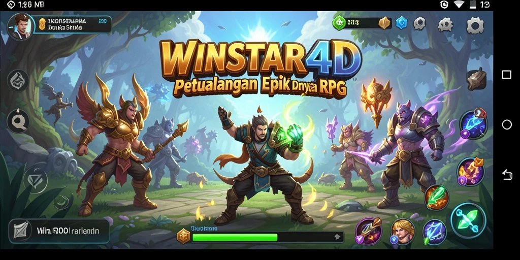 Screenshot menunjukkan pertarungan epik dalam petualangan RPG.